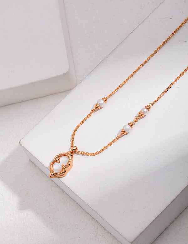 Natural Mother of Pearl Lava Fluid Necklace