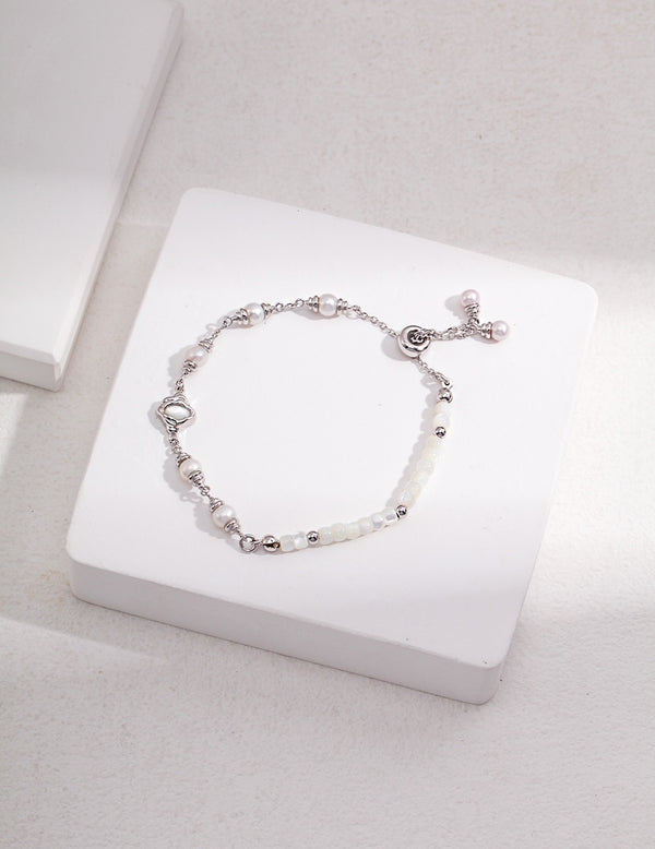 Natural Mother of Pearl Lava Fluid Bracelet